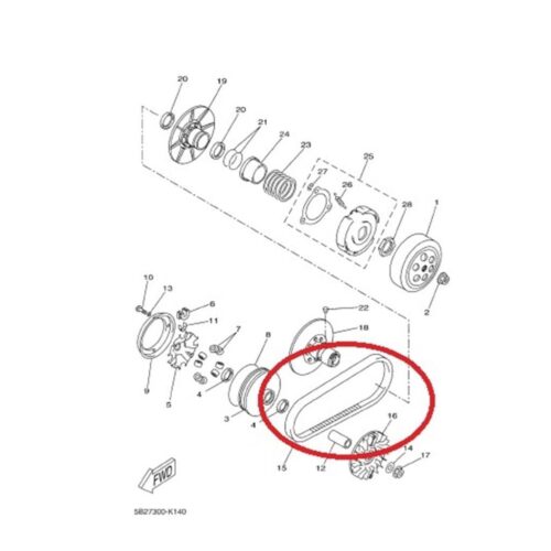 Xmax 250 Kayış (2008-2016) - 5SEE76410200 - Ride4Moto