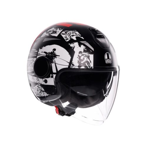 Agv Eteres History Matt Black White Red Açık Yarım Kask