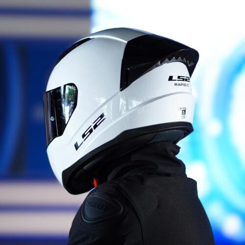 LS2 Rapid 2 Race Parlak Beyaz Kask ve Şeffaf Vizör - Ride4Moto