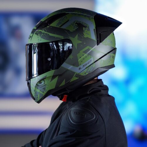 LS2 Rapid 2 Race Thunder Birds Mat Yeşil-Siyah-Gri Kask ve Şeffaf Vizör - Ride4Moto