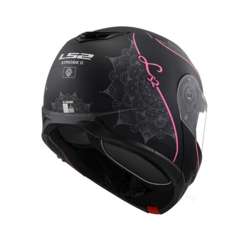 LS2 Strobe 2 Lux Mat Siyah - Pembe Kask - Ride4Moto