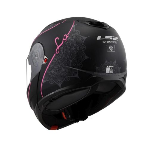 LS2 Strobe 2 Lux Mat Siyah - Pembe Kask - Ride4Moto