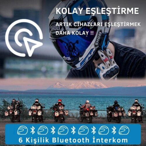 Nukrotech M6 Plus Bluetooth İntercom Mavi - Ride4Moto