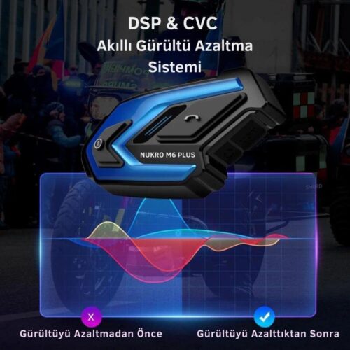 Nukrotech M6 Plus Bluetooth İntercom Mavi - Ride4Moto