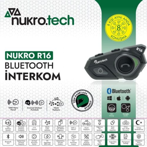 Nukrotech Nukro R16 Bluetooth 8 Kişilik İnterkom - Ride4Moto