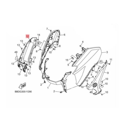 Yamaha Nmax 125-155 Sağ Ön Göğüs Ara Kapak B6HF835V0000 (2021-2024) - Ride4Moto