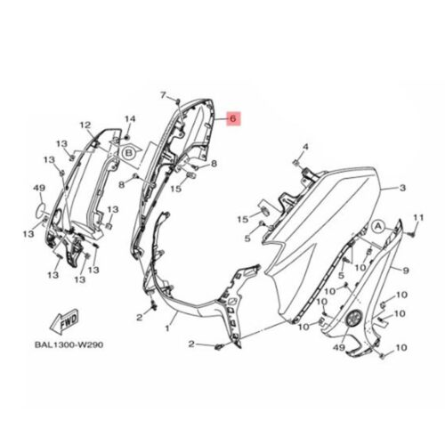 Yamaha Nmax 125-155 Sağ Ön Göğüs - Parlak Mavi B6HF837700PD (2021-2024) - Ride4Moto