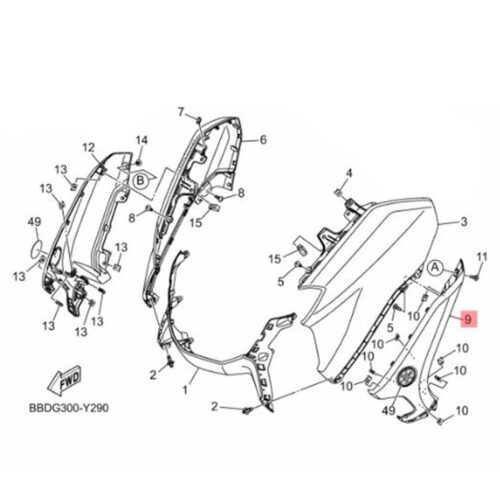 Yamaha Nmax 125-155 Sol Ön Göğüs Ara Kapak B6HF835U0000 (2021-2024) - Ride4Moto