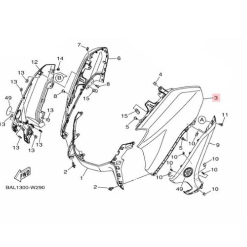 Yamaha Nmax 125-155 Sol Ön Göğüs - Parlak Mavi B6HF835100PD (2021-2024) - Ride4Moto