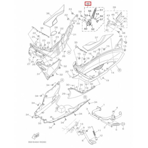 Yamaha Nmax Sağ Arka Yolcu Basamak Komple 2023-2025 - B6HF744011 - Ride4Moto