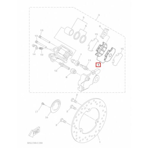 Yamaha R125-MT 125-XSR 125 Arka Fren Balatası 2019-2025 - B97F58060000 - Ride4Moto