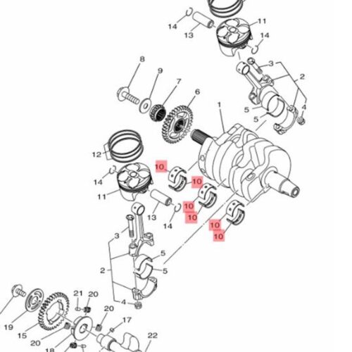 Yamaha R25 (2015-2024) MT25 (2016-2024) Krank Ana Yatak Siyah 1WD114161000 - Ride4Moto