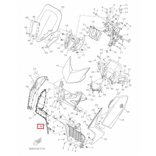 Yamaha Xmax 250-300 Sağ Ön Göğüs Ara Kapak Parlak Siyah 2023-2025 - BMKF835K00P1 - Ride4Moto