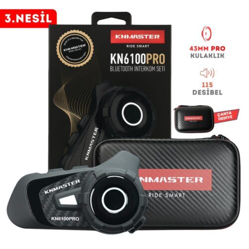 Knmaster KN6100 PRO Motosiklet Kask İnterkom Bluetooth Intercom Kulaklık Seti (Carbon)