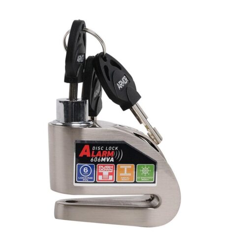 Armor 606MVA 6 MM Alarmlı Motosiklet Disk Kilidi Gri Metalik - Ride4Moto