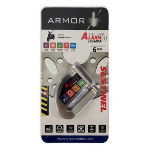 Armor 606MVA 6 MM Alarmlı Motosiklet Disk Kilidi Gri Metalik - Ride4Moto