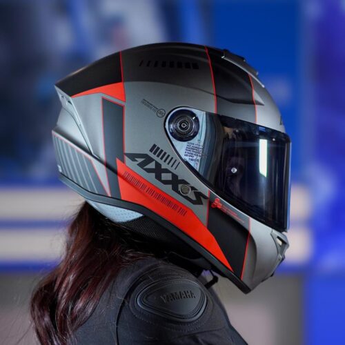 Axxis Draken S Kask - Mat Gri-Kırmızı - Ride4Moto