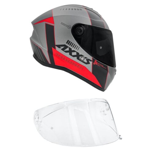 Axxis Draken S Kask - Mat Gri-Kırmızı - Ride4Moto