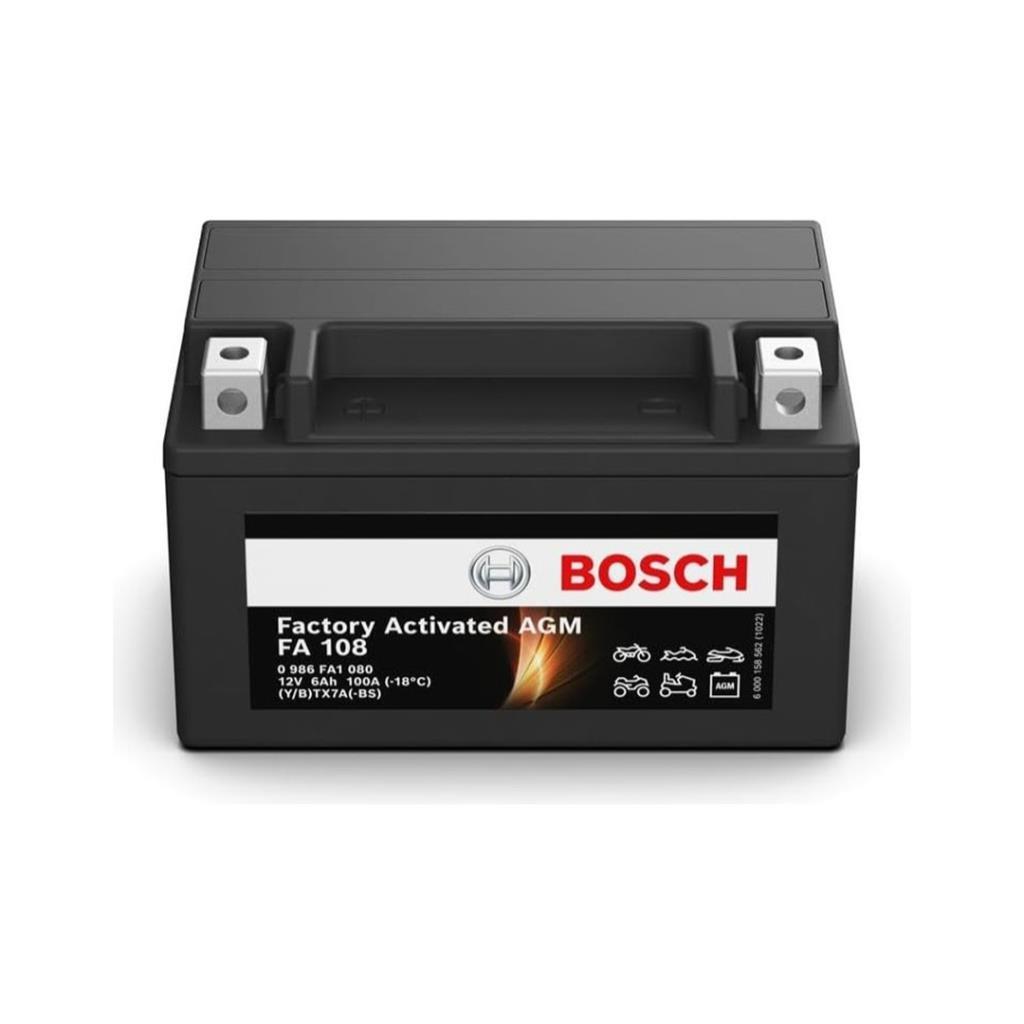 Bosch fa108 ytx7a-bs agm motosiklet aküsü - 12v 6ah 100a - ride4moto Bosch FA108 YTX7A-BS AGM Motosiklet Aküsü - 12V 6Ah 100A