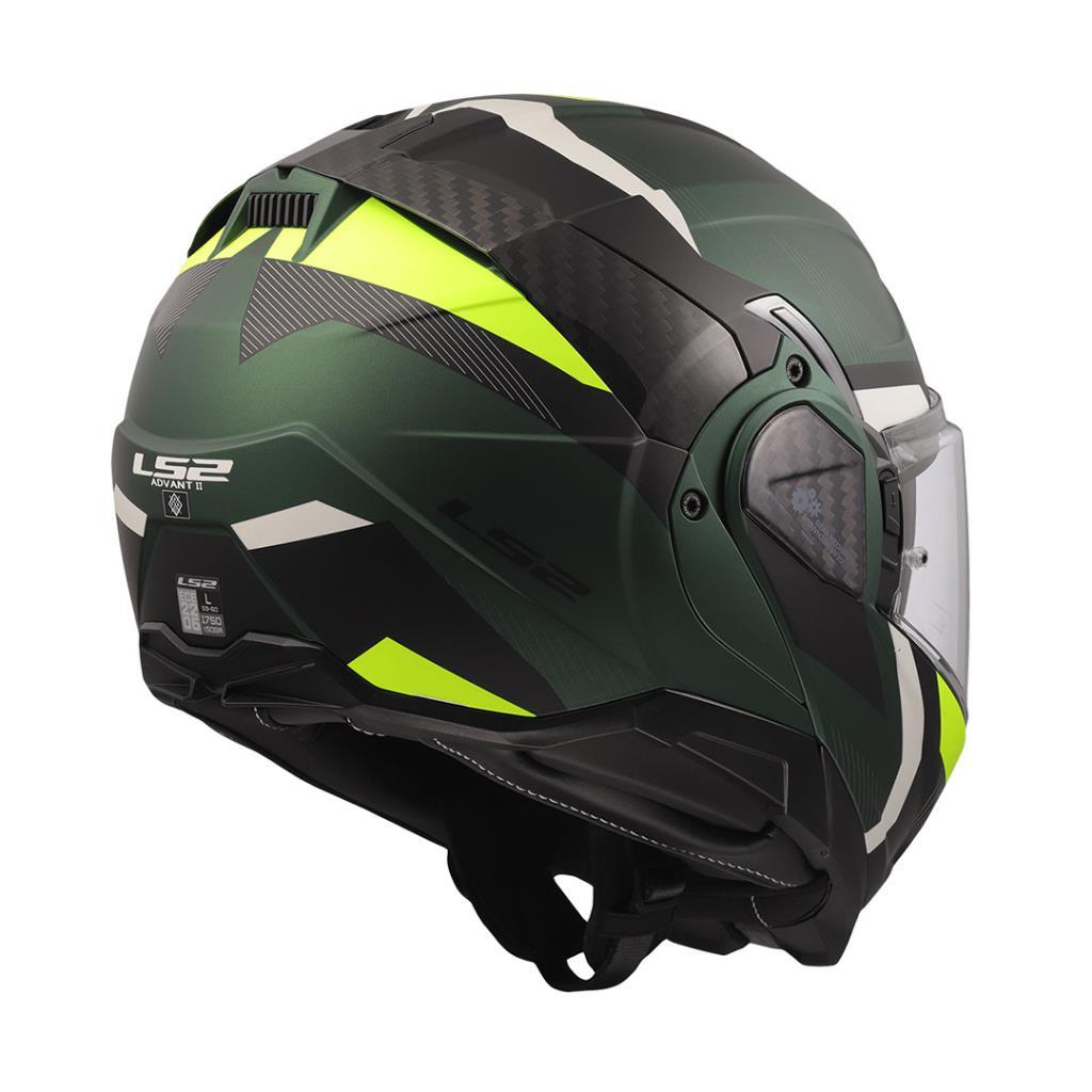Ls2 advant 2 triple mat yeşil-siyah-neon sarı çene açılır kask - ride4moto LS2 Advant 2 Triple Mat Yeşil-Siyah-Neon Sarı Çene Açılır Kask - Görsel 4