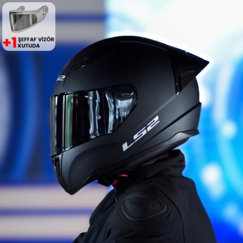 LS2 Rapid 2 Race Mat Siyah Kask ve Şeffaf Vizör