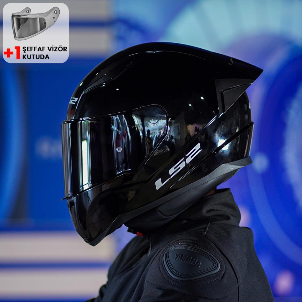 Ls2 rapid 2 race parlak siyah kask ve şeffaf vizör - ride4moto LS2 Rapid 2 Race Parlak Siyah Kask ve Şeffaf Vizör