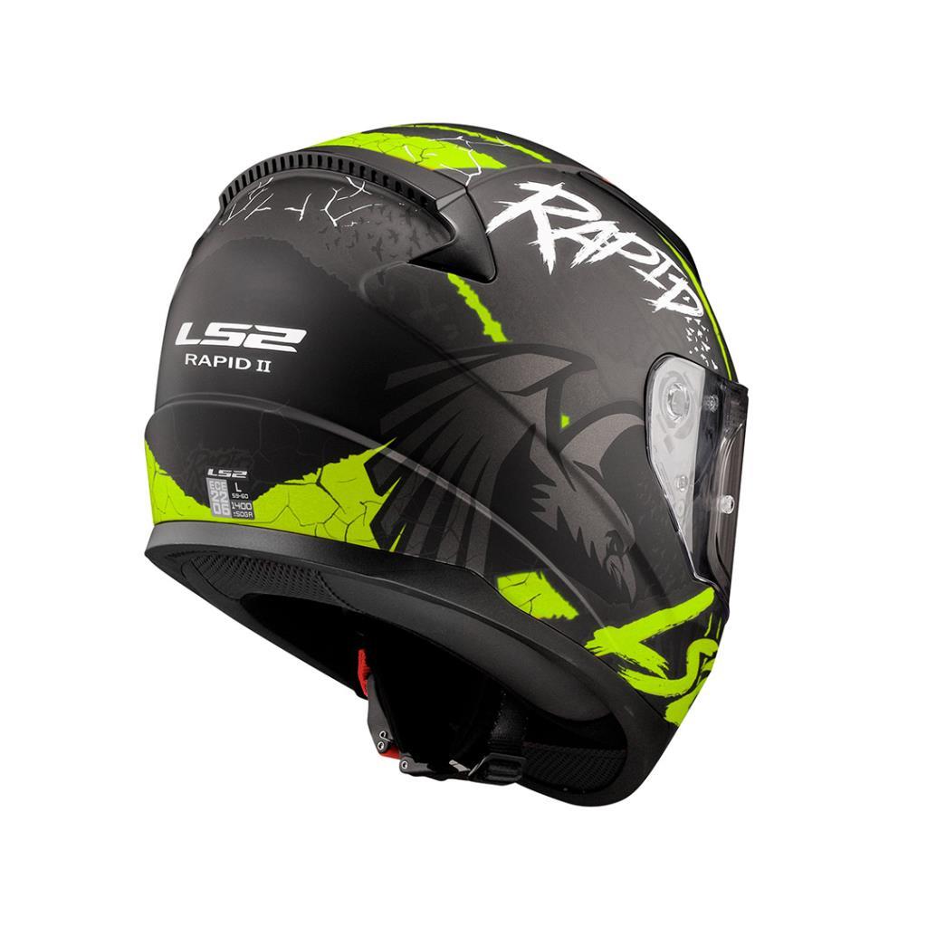 Ls2 rapid 2 raven mat siyah-gri-neon sarı kask - ride4moto LS2 Rapid 2 Raven Mat Siyah-Gri-Neon Sarı Kask - Görsel 3