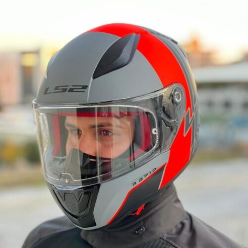 LS2 Rapid Multiply Mat Gri-Kırmızı Kask - Ride4Moto