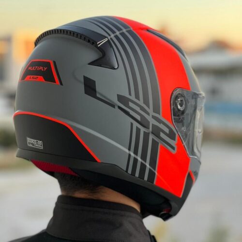 LS2 Rapid Multiply Mat Gri-Kırmızı Kask - Ride4Moto