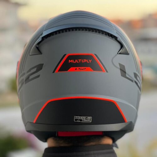 LS2 Rapid Multiply Mat Gri-Kırmızı Kask - Ride4Moto