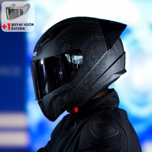 LS2 Rapid Race Takaroa Mat Siyah Kask ve Şeffaf Vizör