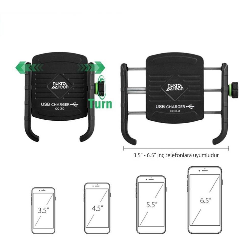 Nukrotech mr usb li motosiklet telefon tutucu - ride4moto Nukrotech MR USB li Motosiklet Telefon Tutucu - Görsel 5
