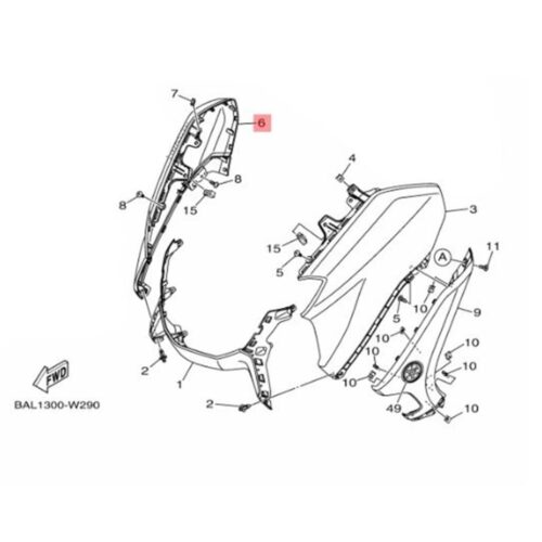 Yamaha NMAX 125 / NMAX 155 Sağ Ön Göğüs Mat Kırmızı (2021-2024) - B6HF837700P5 - Ride4Moto