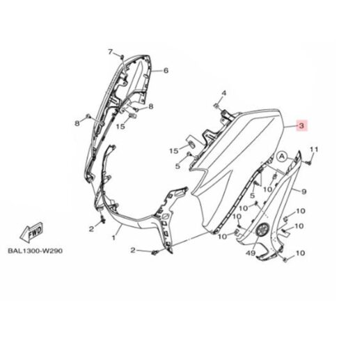 Yamaha nmax 125 / nmax 155 sol ön göğüs beyaz (2021-2024) - b6hf835100p0 - ride4moto Yamaha NMAX 125 / NMAX 155 Sol Ön Göğüs Beyaz (2021-2024) - B6HF835100P0 - Ride4Moto