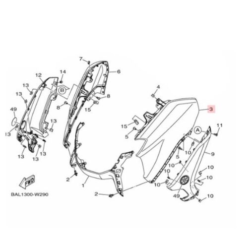 Yamaha nmax 125 / nmax 155 sol ön göğüs parlak kırmızı (2021-2024) - b6hf835100pa - ride4moto Yamaha NMAX 125 / NMAX 155 Sol Ön Göğüs Parlak Kırmızı (2021-2024) - B6HF835100PA - Ride4Moto