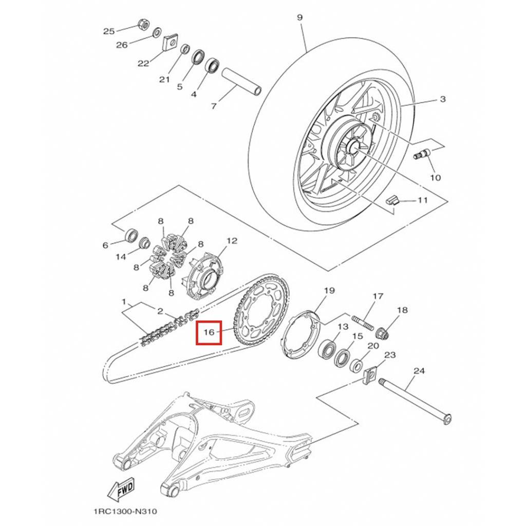 Yamaha mt-09 / tracer 900 arka dişli (2014-2024) - 1rc254450000 - ride4moto Yamaha MT-09 / Tracer 900 Arka Dişli (2014-2024) - 1RC254450000 - Görsel 2